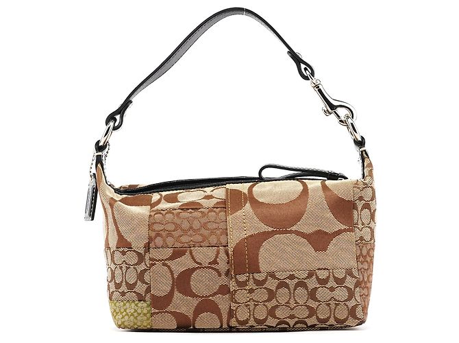 Coach Mini Pochette Bag Patchwork Signature Beige - vista 3
