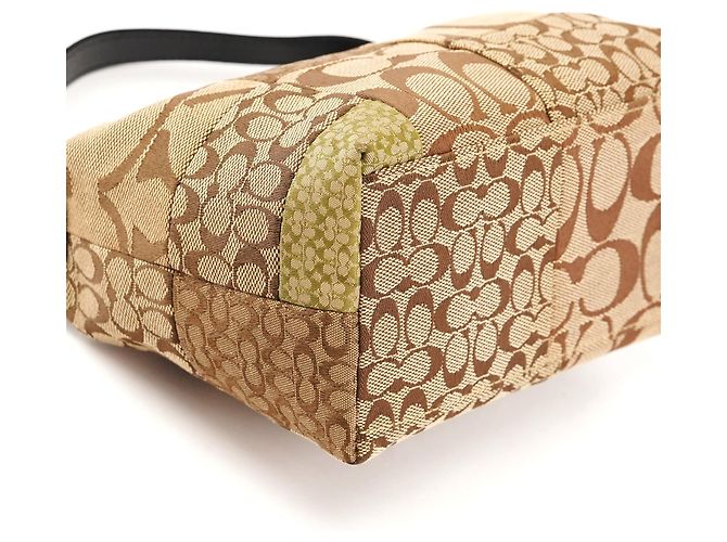 Coach Mini Pochette Bag Patchwork Signature Beige - vista 9