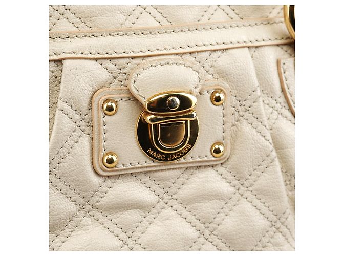 Marc Jacobs Saco Tote de Pele Acolchoada Marfim - vista 6