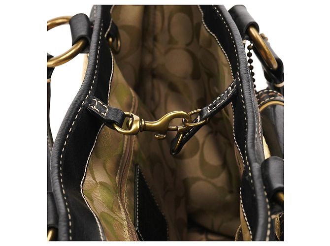 Coach Borsa Tote Legacy Soho in pelle e paglia Beige Black - vista 11