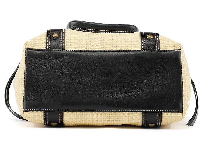 Coach Borsa Tote Legacy Soho in pelle e paglia Beige Black - vista 4