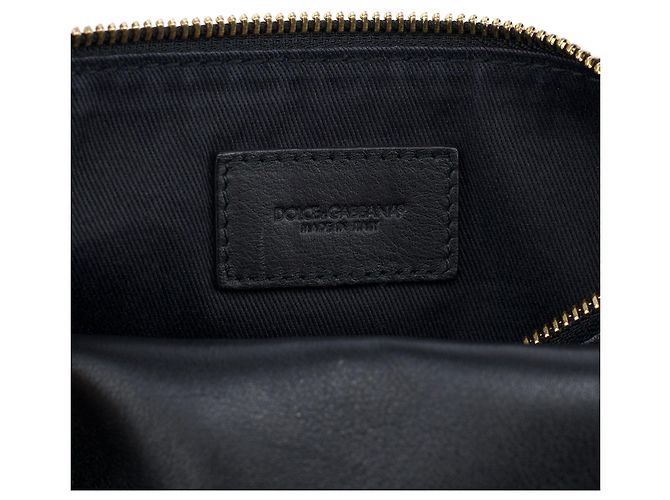 Dolce & Gabbana Borsa a tracolla in pelle nera con catena - vista 11