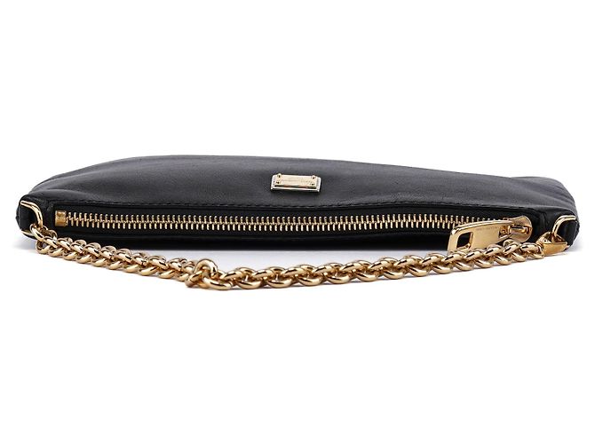 Dolce & Gabbana Borsa a tracolla in pelle nera con catena - vista 4