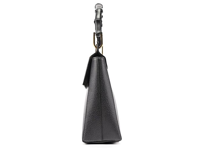 Gucci Anthrazitfarbene Lederhandtasche mit Bamboo-Griff - Ansicht 2