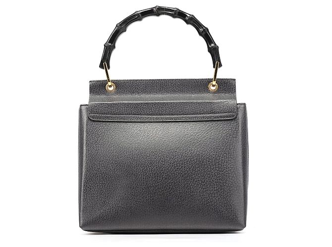Gucci Anthrazitfarbene Lederhandtasche mit Bamboo-Griff - Ansicht 3