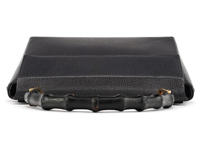 Gucci Anthrazitfarbene Lederhandtasche mit Bamboo-Griff - Ansicht 4