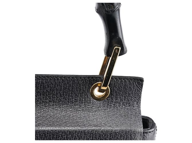 Gucci Anthrazitfarbene Lederhandtasche mit Bamboo-Griff - Ansicht 6
