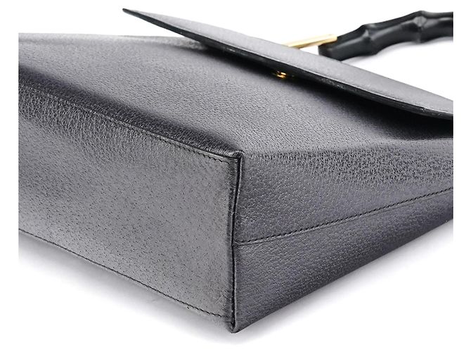Gucci Anthrazitfarbene Lederhandtasche mit Bamboo-Griff - Ansicht 8