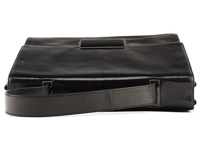 Prada mala de mão com pega superior e fivela em Vitello castanho escuro - vista 4