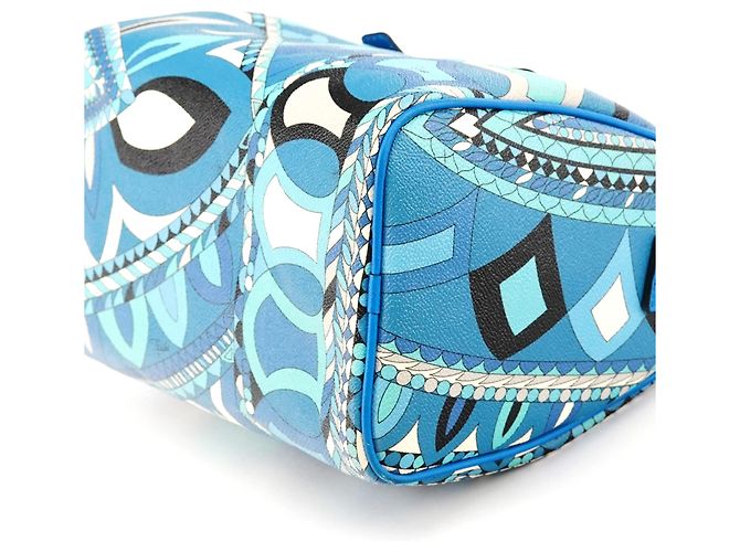 Emilio Pucci Blau abstrakte Leder Mini Boston 2-Way Tasche - Ansicht 10