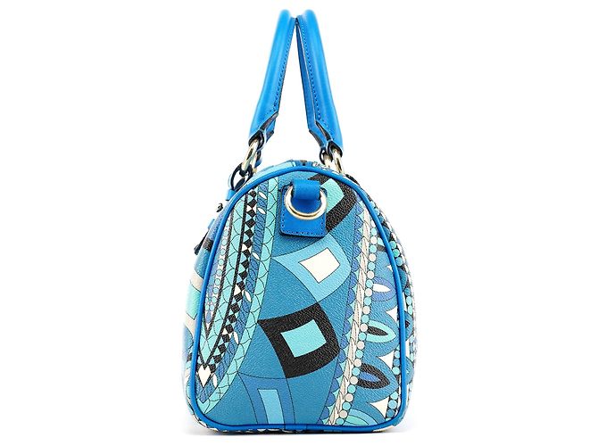 Emilio Pucci Blau abstrakte Leder Mini Boston 2-Way Tasche - Ansicht 2