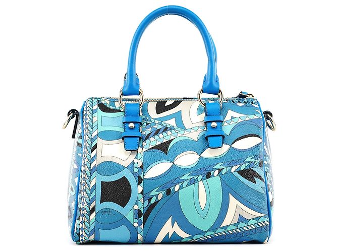 Emilio Pucci Blau abstrakte Leder Mini Boston 2-Way Tasche - Ansicht 3