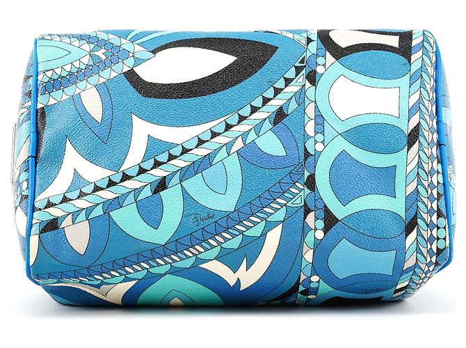 Emilio Pucci Blau abstrakte Leder Mini Boston 2-Way Tasche - Ansicht 5