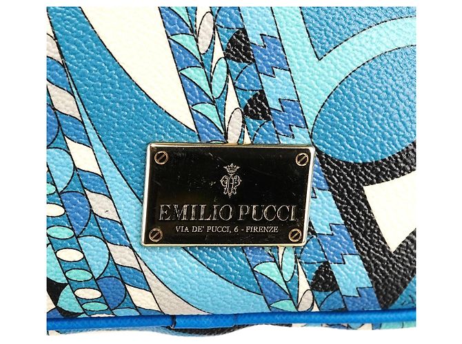 Emilio Pucci Blau abstrakte Leder Mini Boston 2-Way Tasche - Ansicht 6