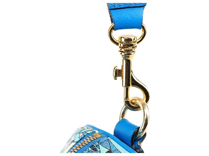Emilio Pucci Blau abstrakte Leder Mini Boston 2-Way Tasche - Ansicht 8