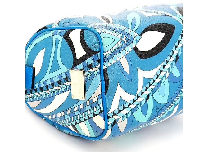 Emilio Pucci Blau abstrakte Leder Mini Boston 2-Way Tasche - Ansicht 9