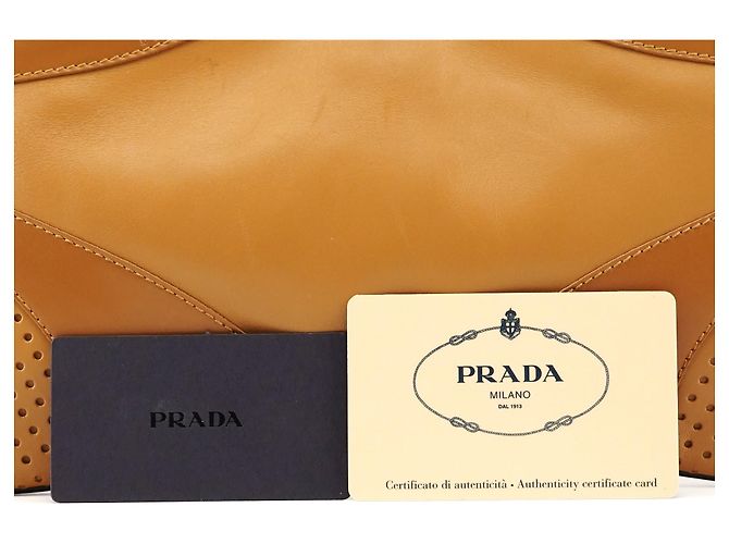 Prada Borsa a tracolla in pelle traforata Tan Spring 2000 - vista 12