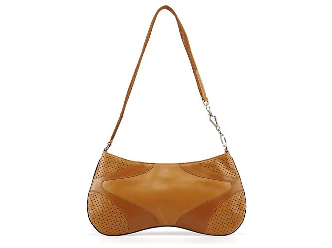 Prada Borsa a tracolla in pelle traforata Tan Spring 2000 - vista 3