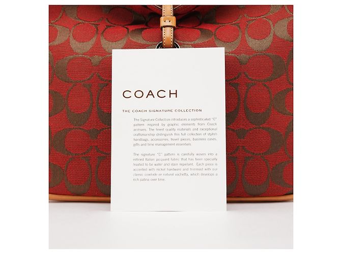 Coach Borsa a tracolla Hobo Hamptons 6091 Red Tan Signature Canvas - vista 10