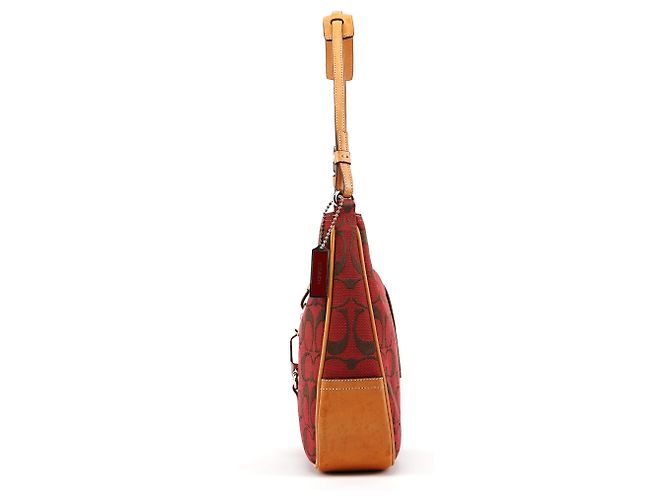 Coach Borsa a tracolla Hobo Hamptons 6091 Red Tan Signature Canvas - vista 2