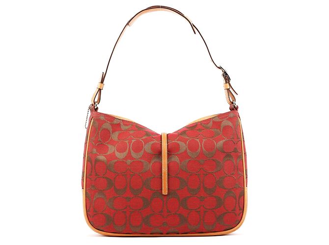 Coach Borsa a tracolla Hobo Hamptons 6091 Red Tan Signature Canvas - vista 3