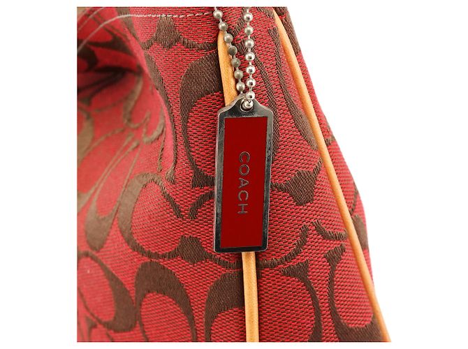 Coach Borsa a tracolla Hobo Hamptons 6091 Red Tan Signature Canvas - vista 5