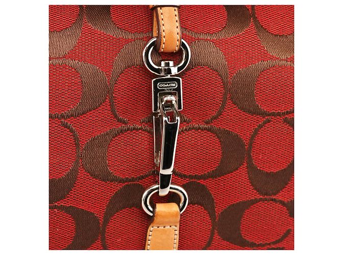 Coach Borsa a tracolla Hobo Hamptons 6091 Red Tan Signature Canvas - vista 6