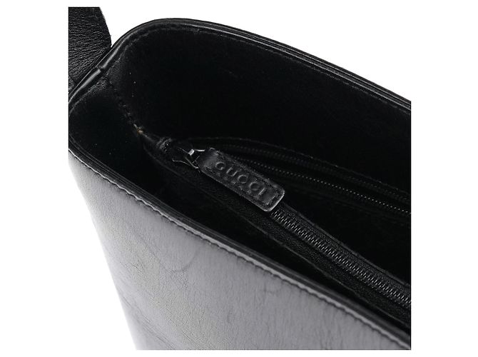Gucci 001 4286 Borsa a secchiello a tracolla in pelle di vitello nera - vista 11