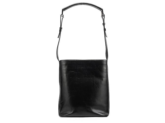 Gucci 001 4286 Borsa a secchiello a tracolla in pelle di vitello nera - vista 3