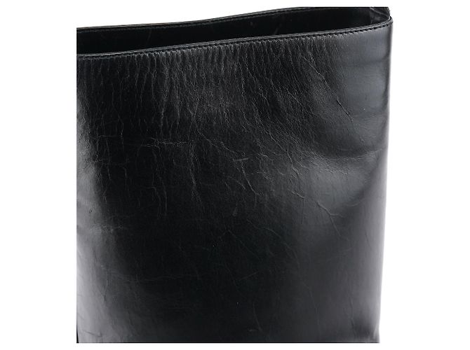 Gucci 001 4286 Borsa a secchiello a tracolla in pelle di vitello nera - vista 9