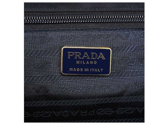 Prada Borsa a mano in nylon Tessuto Metallo blu navy - vista 10