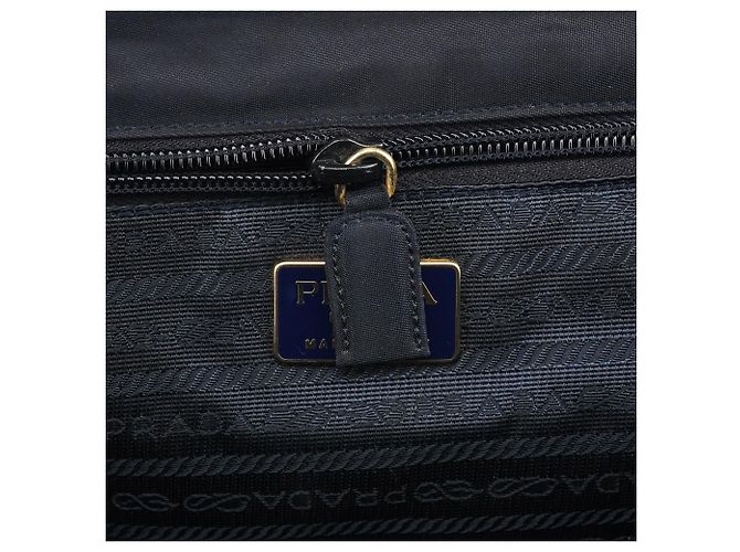 Prada Borsa a mano in nylon Tessuto Metallo blu navy - vista 11