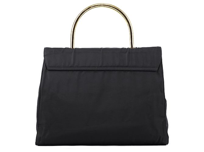 Prada Borsa a mano in nylon Tessuto Metallo blu navy - vista 3
