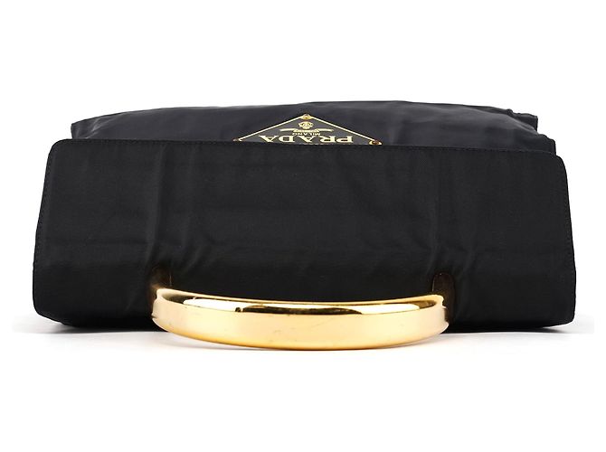 Prada Borsa a mano in nylon Tessuto Metallo blu navy - vista 4