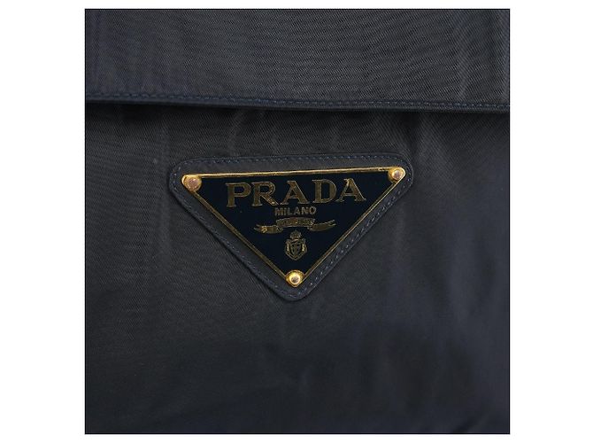 Prada Borsa a mano in nylon Tessuto Metallo blu navy - vista 6