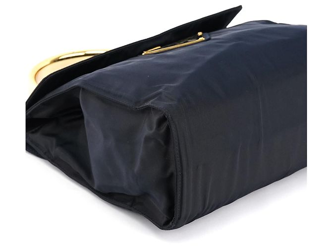 Prada Borsa a mano in nylon Tessuto Metallo blu navy - vista 7