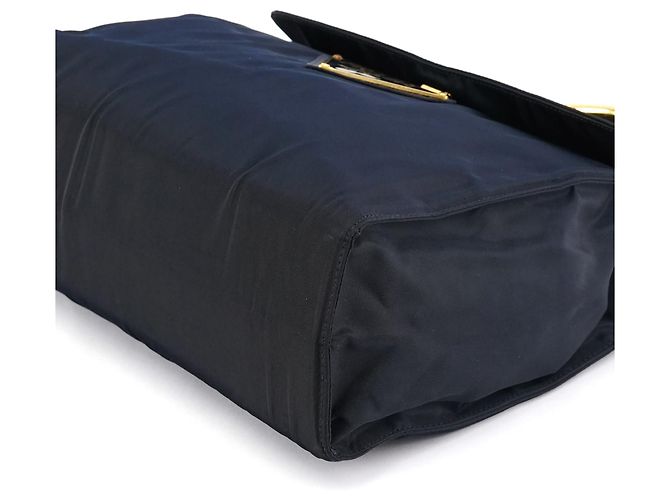 Prada Borsa a mano in nylon Tessuto Metallo blu navy - vista 8