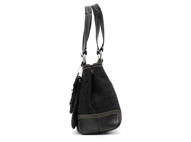 Coach Borsa Tote Soho 3646 Black Signature Canvas - vista 2