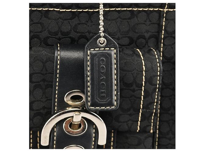 Coach Borsa Tote Soho 3646 Black Signature Canvas - vista 6