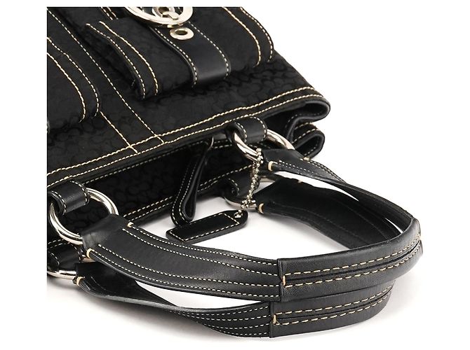 Coach Borsa Tote Soho 3646 Black Signature Canvas - vista 9