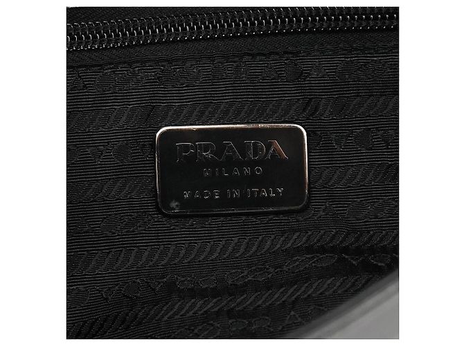 Prada B7494 Mala de Ombro em Pele Vitello Preta com Fivela - vista 12