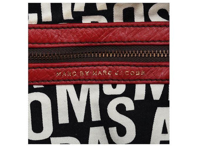 Marc by Marc Jacobs Borsa Bowling in pelle rossa con tasca anteriore - vista 10