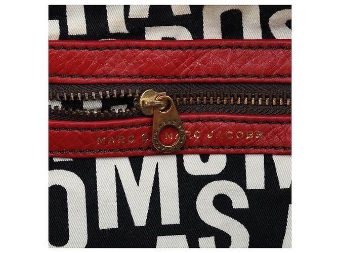 Marc by Marc Jacobs Borsa Bowling in pelle rossa con tasca anteriore - vista 11