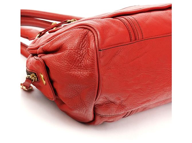 Marc by Marc Jacobs Borsa Bowling in pelle rossa con tasca anteriore - vista 7