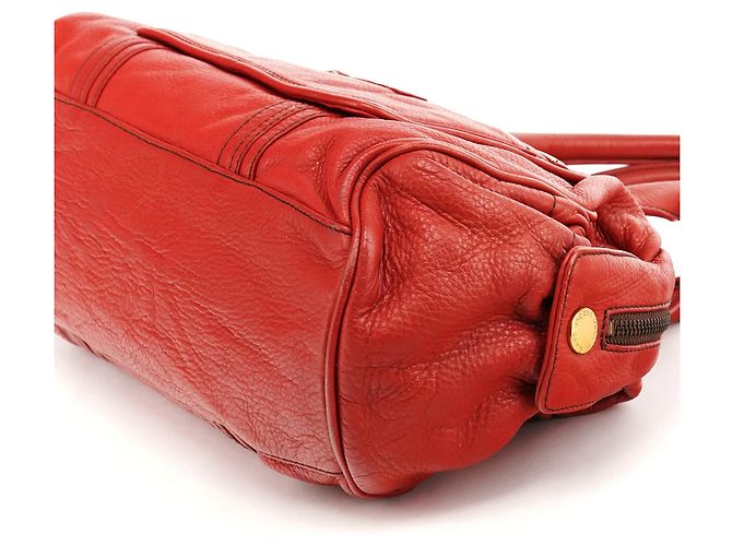 Marc by Marc Jacobs Borsa Bowling in pelle rossa con tasca anteriore - vista 8