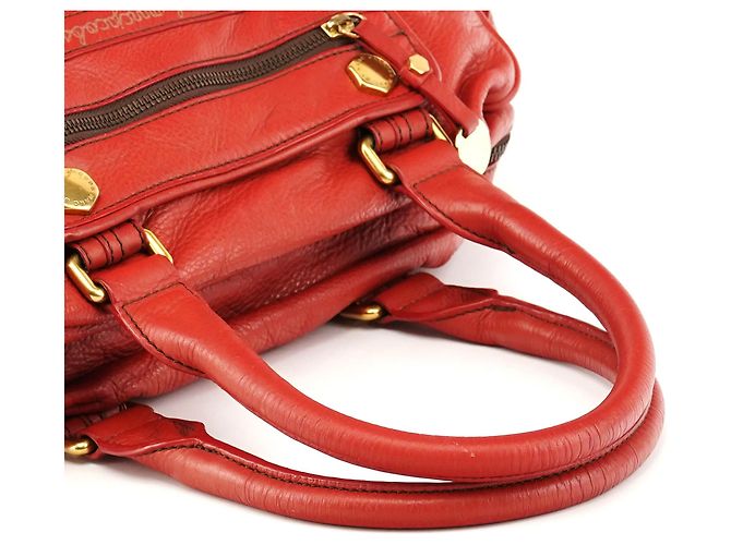 Marc by Marc Jacobs Borsa Bowling in pelle rossa con tasca anteriore - vista 9