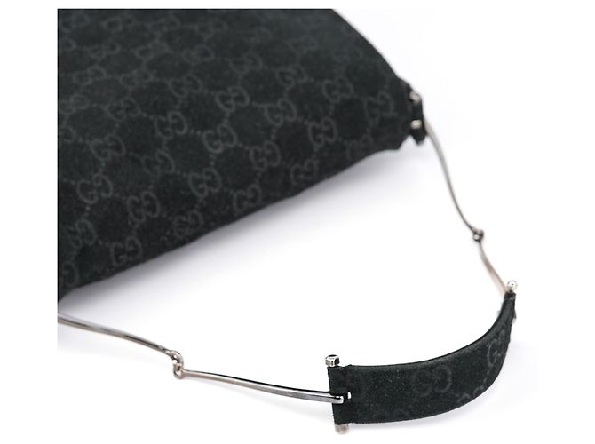 Gucci Borsa a tracolla Horsebit 1997 in camoscio nero GG - vista 10