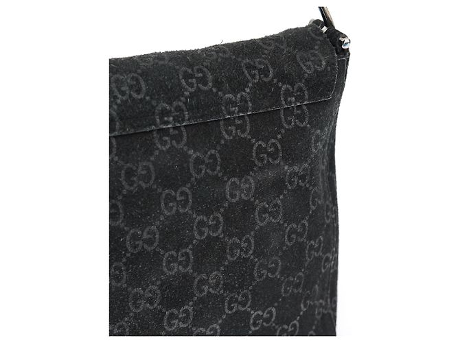 Gucci Borsa a tracolla Horsebit 1997 in camoscio nero GG - vista 11