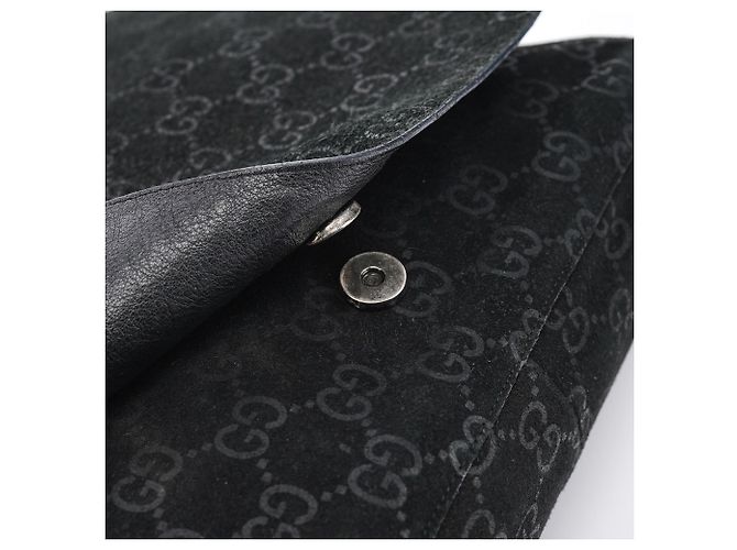 Gucci Borsa a tracolla Horsebit 1997 in camoscio nero GG - vista 12
