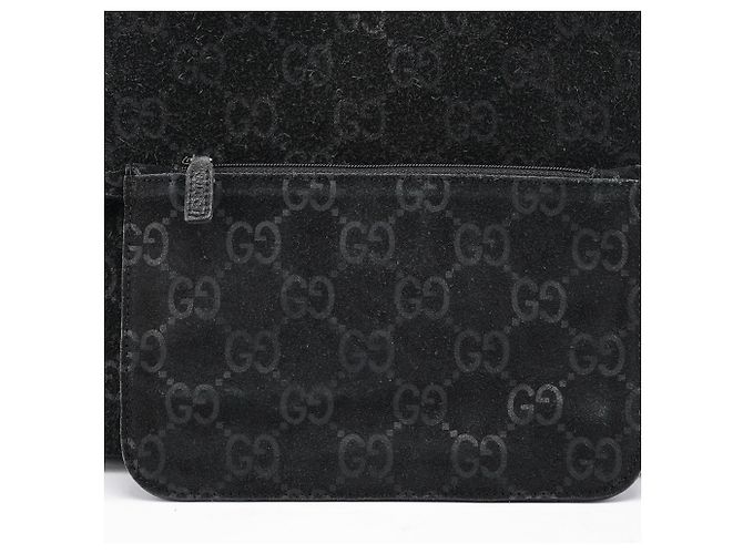 Gucci Borsa a tracolla Horsebit 1997 in camoscio nero GG - vista 14